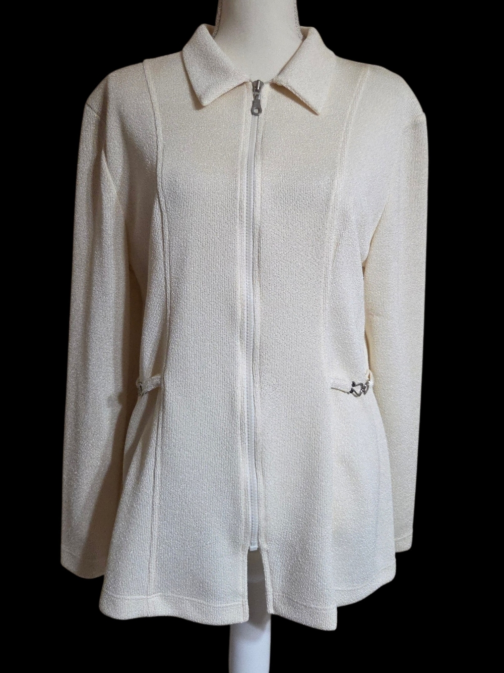 Women's Cream Zip-Front Jacket